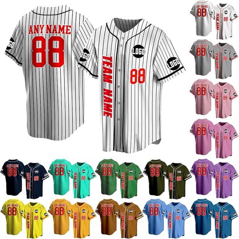 Custom Baseball Jersey Stitched Printed Your Name Number Logo on Jersey Back for Men Women Youth Baseball Fans in Kuwait