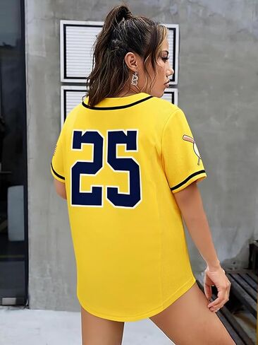 Baseball Jersey for Women Game Day Shirt Baseball Graphic Fan Number Tees Button up Short Sleeve Top in Saudi Arabia