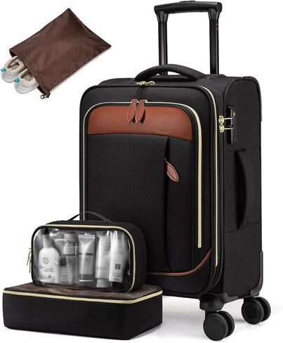 LOVEVOOK 4 Pcs Carry On Luggage 22x14x9 Airline Approved 20 Inch Underseat Carry on Suitcase for Women Men Softside Travel Luggage with Spinner Wheels and TSA Lock in Saudi Arabia