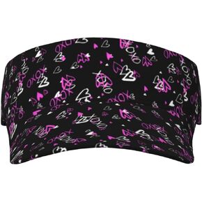 Valentine's Day Sun Visors Hats for Women Men Valentine's Red Hearts Sun Hats Adjustable Visor Caps in Saudi Arabia