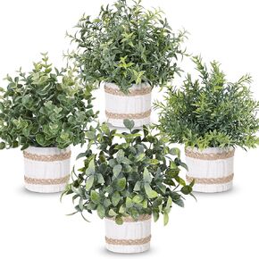 Der Rose 4 Pack Farmhouse Fake Plants Artificial Plants for Home Kitchen Office Desk Rustic Table Boho Aesthetic Room Decor Indoor in Saudi Arabia