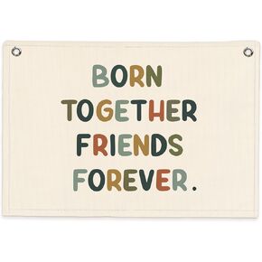 sjdfcsa لافتة الأخوة تعيش طويلًا على الحائط من القماش، فن جداري لديكور حضانة البنات، ديكور حائط مخطط باللون الوردي preppy، لافتة تعليق علم للتوائم الأخت البنات، غرفة نوم غرفة النوم، غرفة اللعب، 30 × 20 بوصة in Kuwait