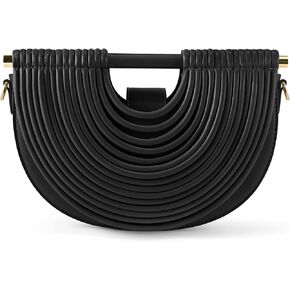 Clutch Purses for Women, Crescent Handbag Woven Bag, Formal PU Leather Purse Designer Handbags for Party Prom Wedding in Kuwait