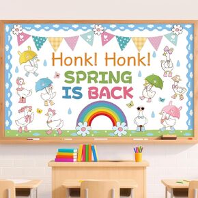 Honk Honk Spring is Back Bulletin Board Decorations Spring Goose Classroom Bulletin Board Set Silly Goose Rainbow Rainy Back to School Supplies for Office Sunday School Wall Door Decor in Saudi Arabia