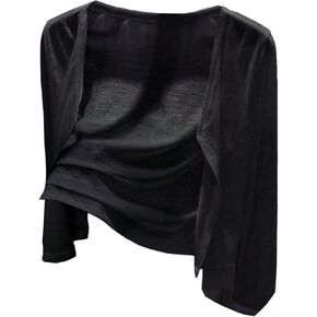 OYOANGLE Women's Plus Size Open Front Bolero Shrug Lightweight Long Sleeve Cropped Cardigan in Saudi Arabia