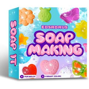 EDSRDRUS Christmas Soap Making Kit for Adults - 2lbs Soap Base, Fragrance Oils, Dyes, 3D Tree Snowflake Gingerbread Santa Snowman Molds and Christmas Packaging Supplies in Kuwait