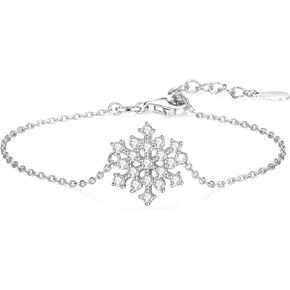 ORANGE FOREST Snowflake Pendant Necklace 925 Sterling Silver White CZ Winter Party Fashion Flower Snowflake Necklace Jewelry Chrismas Gifts for Women Girls in Kuwait