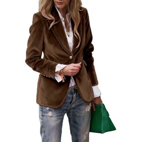 Velvet Blazer for Women, Elegant Slim Fit Single Button Faux Pocket Suit Jacket in Kuwait