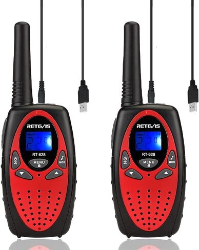 Retevis RT628 Walkie Talkies for Kids Rechargeable,Long Range 2 Way Radio 22 CH Backlit LCD Screen VOX,Toys Gifts for 5-14 Years Old Boys Girls,Indoor Outdoor Adventure(Red, 2 Pack) in Saudi Arabia