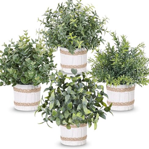 Der Rose 4 Pack Farmhouse Fake Plants Artificial Plants for Home Kitchen Office Desk Rustic Table Boho Aesthetic Room Decor Indoor in Saudi Arabia