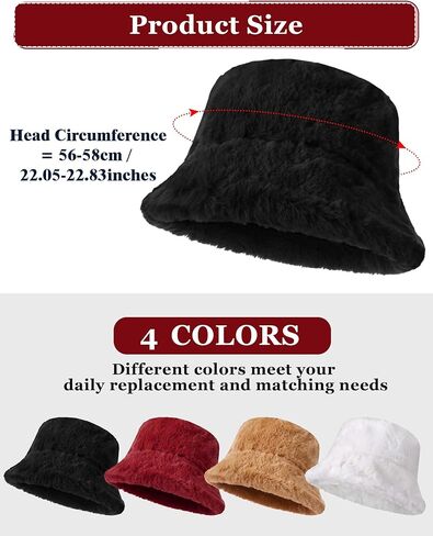 Newcotte 4 Pack Winter Bucket Hat Faux Fur Fisherman Cap Fluffy Fuzzy Warm Hat for Women Men Furry Warm Fisherman Cap Gift for Cold Weather Casual Trips Sports Skiing in Saudi Arabia