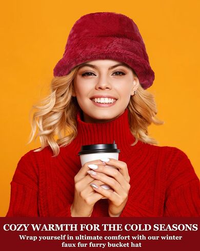 Newcotte 4 Pack Winter Bucket Hat Faux Fur Fisherman Cap Fluffy Fuzzy Warm Hat for Women Men Furry Warm Fisherman Cap Gift for Cold Weather Casual Trips Sports Skiing in Saudi Arabia