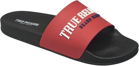 True Religion Men’s Slide Sandals – Bold Printed Logo, Cushioned Footbed, Everyday Comfort in Saudi Arabia