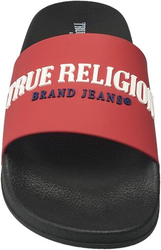 True Religion Men’s Slide Sandals – Bold Printed Logo, Cushioned Footbed, Everyday Comfort in Saudi Arabia