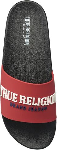 True Religion Men’s Slide Sandals – Bold Printed Logo, Cushioned Footbed, Everyday Comfort in Saudi Arabia