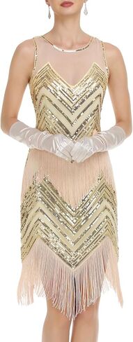 فساتين PrettyGuide 1920s Flapper للنساء ترتر مطرز على شكل آرت ديكو هامش غاتسبي العظيم فستان حفلات الكوكتيل in Kuwait