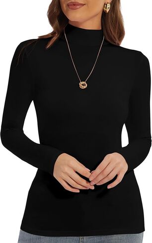 قمصان Zephyrine النسائية ذات الأكمام الطويلة ذات الياقة المدورة خفيفة الوزن وخفيفة الوزن ذات طبقة أساسية مناسبة in Kuwait