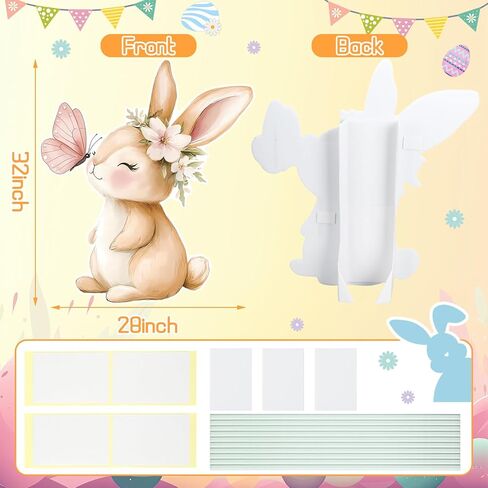 Faccito Baby Shower Outdoor Decorations 32 x 28 Inch Spring Easter Rabbit Cutout Baby Shower Yard Sign with Stakes Bunny Lawn Backdrop for Birthday Gender Reveal Party Decor in Kuwait