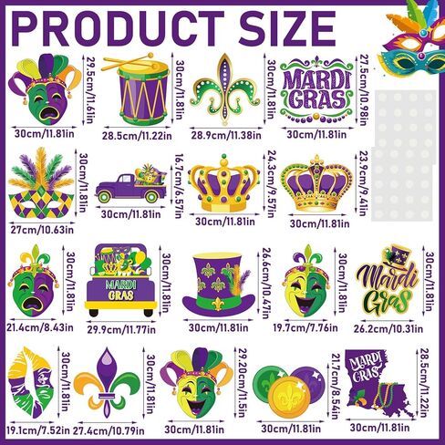 18 Pcs Large Mardi Gras Outdoor Decorations Comedy Tragedy Face Cutouts Float Mask Cutouts Trailer Wagon Costume Cover for Mardi Gras Party Wall Door Outdoor Home Decorations in Saudi Arabia
