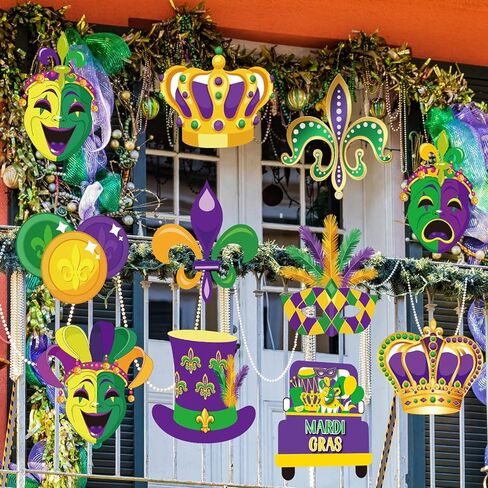 18 Pcs Large Mardi Gras Outdoor Decorations Comedy Tragedy Face Cutouts Float Mask Cutouts Trailer Wagon Costume Cover for Mardi Gras Party Wall Door Outdoor Home Decorations in Saudi Arabia