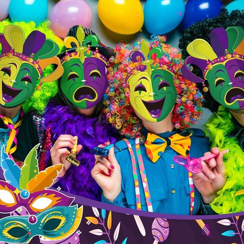 18 Pcs Large Mardi Gras Outdoor Decorations Comedy Tragedy Face Cutouts Float Mask Cutouts Trailer Wagon Costume Cover for Mardi Gras Party Wall Door Outdoor Home Decorations in Saudi Arabia