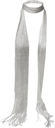 Verdusa Women's Shiny Fringe Thin Scarf Elegant Lightweight Neck Scarves in Saudi Arabia