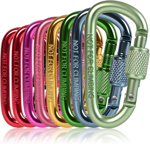 Caribeaner Clip, Heavy Duty Aluminum D Ring Shape Carabeaner, Key Chain Clip Hook, Keychain Clip, Multipurpose for Camping, Hiking, Backpacking or Other Outdoor Activities, 8PCS in Saudi Arabia