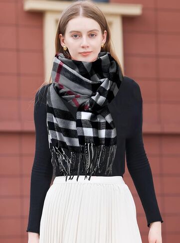 Soft Cashmere Feel Winter Scarf Women and Men Classic Plaid Scarf in Saudi Arabia