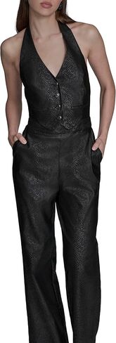 BCBG womens Sleeveless Halter Neck Vested Wide Leg Jumpsuit in Saudi Arabia