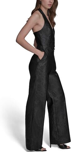 BCBG womens Sleeveless Halter Neck Vested Wide Leg Jumpsuit in Saudi Arabia