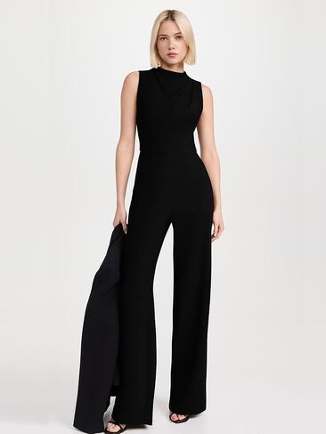 DAAWENXI Women's Casual Sleeveless Jumpsuits Dressy Mock Neck Wide Leg Pants Rompers One Piece Jumpers in Saudi Arabia