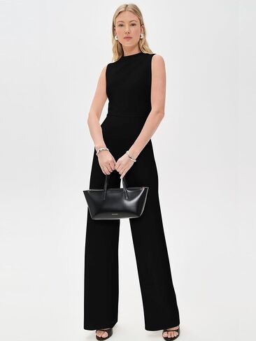 DAAWENXI Women's Casual Sleeveless Jumpsuits Dressy Mock Neck Wide Leg Pants Rompers One Piece Jumpers in Saudi Arabia