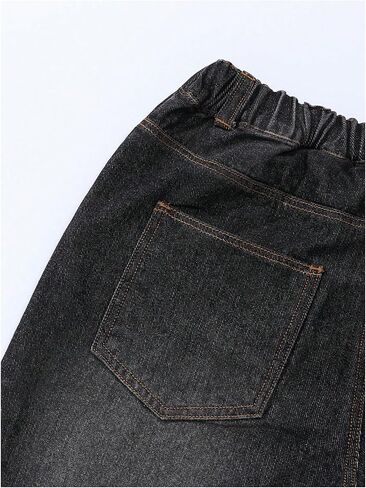 Girl's Baggy Denim Pants Y2k Bow Embroidery Elastic Waist Loose Straight Leg Jeans in Saudi Arabia