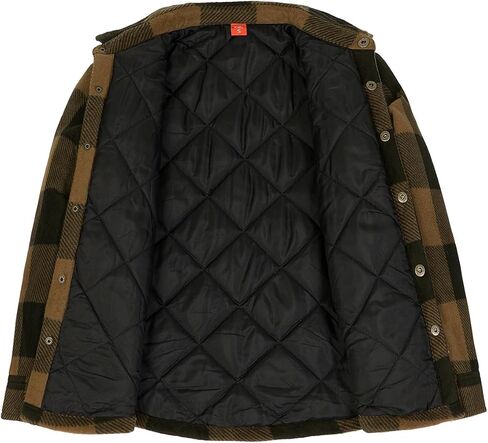 ThCreasa Boys Quilted Lined Winter Fleece Jacket Plaid Snap Button Shacket, Warm Kids Outerwear in Saudi Arabia