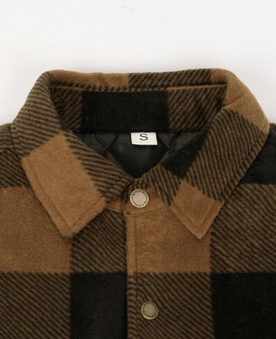 ThCreasa Boys Quilted Lined Winter Fleece Jacket Plaid Snap Button Shacket, Warm Kids Outerwear in Saudi Arabia