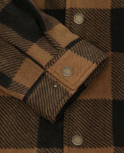 ThCreasa Boys Quilted Lined Winter Fleece Jacket Plaid Snap Button Shacket, Warm Kids Outerwear in Saudi Arabia
