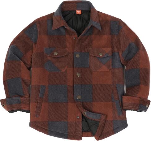 ThCreasa Boys Quilted Lined Winter Fleece Jacket Plaid Snap Button Shacket, Warm Kids Outerwear in Saudi Arabia