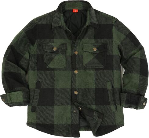 ThCreasa Boys Quilted Lined Winter Fleece Jacket Plaid Snap Button Shacket, Warm Kids Outerwear in Saudi Arabia