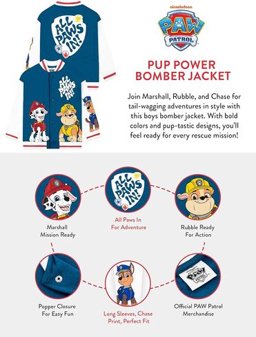 Paw Patrol Jacket, Marshall, Rubble And Chase Boys Jacket, Cotton Bomber Jackets For Kids in Saudi Arabia
