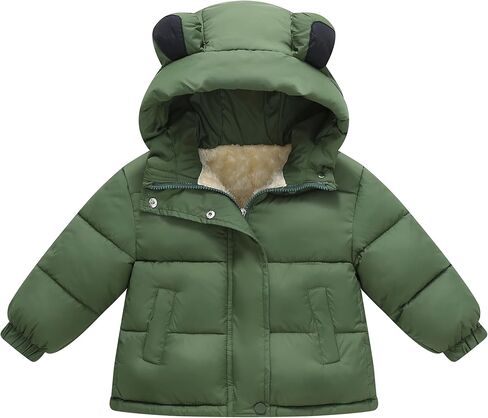 AMIYAN Toddler Boys Winter Coat Girls Down Jacket Hooded Fleece Outwear 3D Ear Padded Puffer Jacket With Pockets in Saudi Arabia