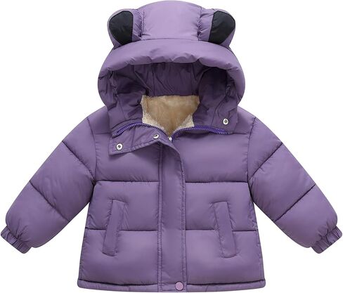 AMIYAN Toddler Boys Winter Coat Girls Down Jacket Hooded Fleece Outwear 3D Ear Padded Puffer Jacket With Pockets in Saudi Arabia