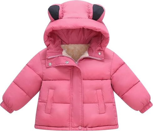 AMIYAN Toddler Boys Winter Coat Girls Down Jacket Hooded Fleece Outwear 3D Ear Padded Puffer Jacket With Pockets in Saudi Arabia