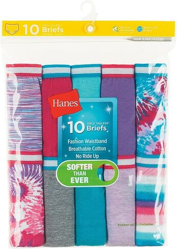 ملابس داخلية للفتيات من Hanes Sparkle مكونة من 10 قطع، 12 قطعة، متنوعة in Saudi Arabia