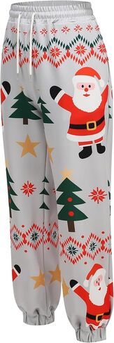 GRAJTCIN Chirstmas Sweatpants Women Elastic Waist Chirstmas Print Sweatpants Fun Haroun Pants with Pockets in Saudi Arabia