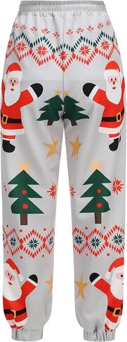 GRAJTCIN Chirstmas Sweatpants Women Elastic Waist Chirstmas Print Sweatpants Fun Haroun Pants with Pockets in Saudi Arabia