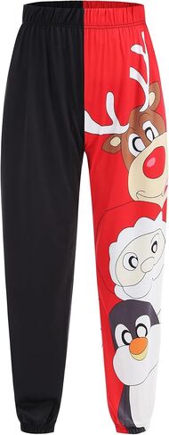 GRAJTCIN Chirstmas Sweatpants Women Elastic Waist Chirstmas Print Sweatpants Fun Haroun Pants with Pockets in Saudi Arabia