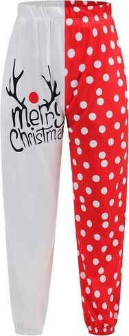 GRAJTCIN Chirstmas Sweatpants Women Elastic Waist Chirstmas Print Sweatpants Fun Haroun Pants with Pockets in Saudi Arabia
