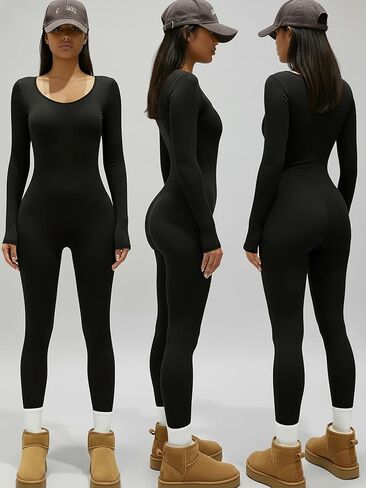 Adding fleece Women Long Sleeve Yoga Jumpsuits Workout Bodysuits Pants Sexy One Piece in Saudi Arabia