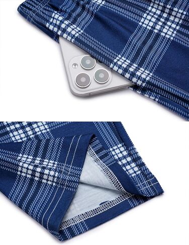 Arshiner Boys Blue Plaid Pajama Pants Long Plaid PJ Bottoms Boys Sleepwear Blue and White Plaid Lounge Pants with Pockets 8-9 Years in Saudi Arabia