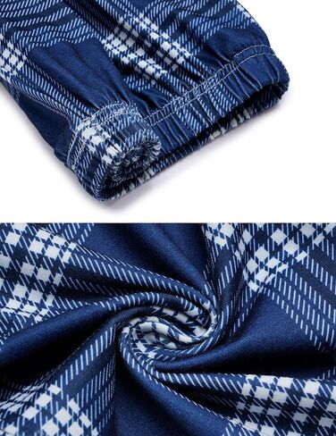 Arshiner Boys Blue Plaid Pajama Pants Long Plaid PJ Bottoms Boys Sleepwear Blue and White Plaid Lounge Pants with Pockets 8-9 Years in Saudi Arabia